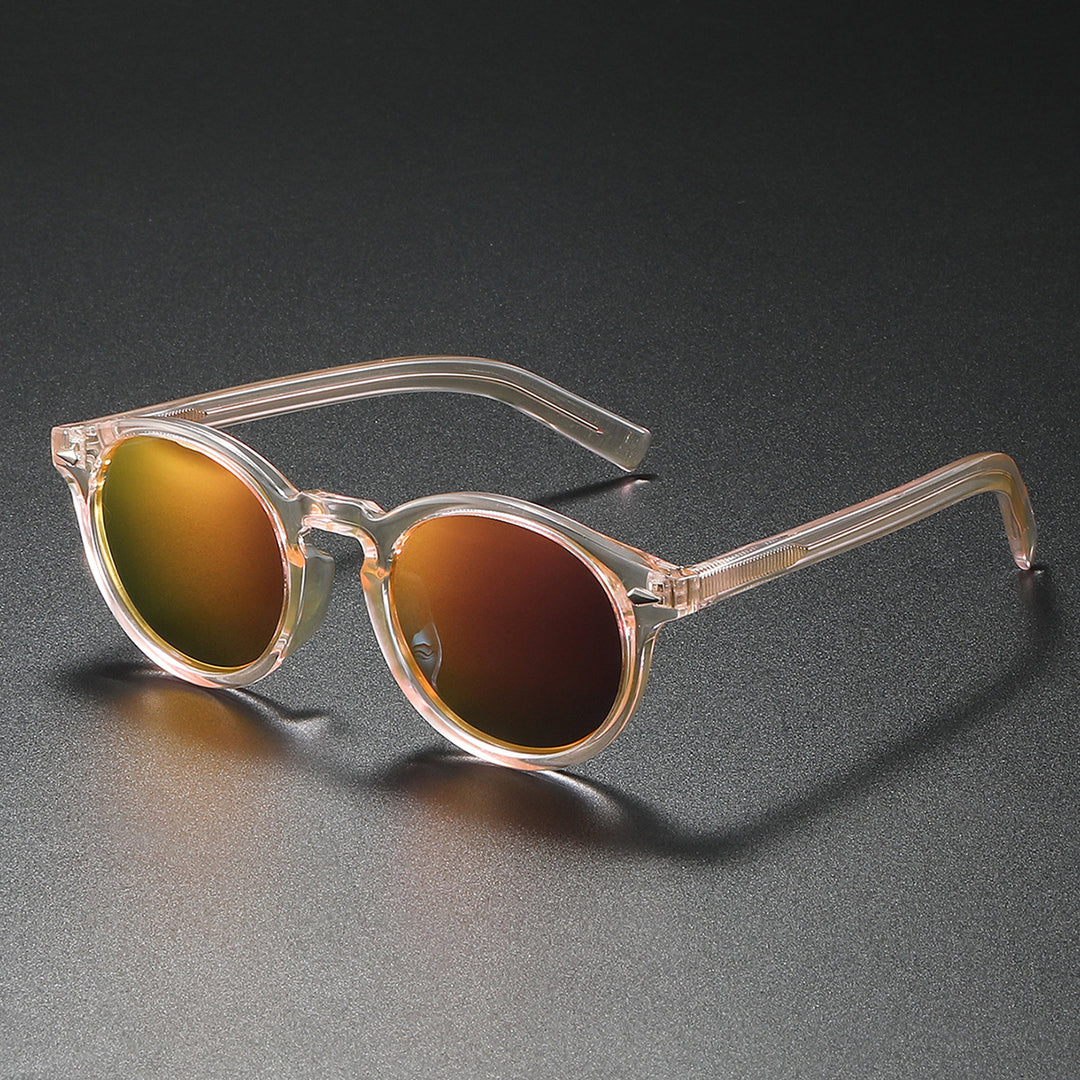 Dame Rund-solbrille med transparent ramme og reflekterende glass Skanto