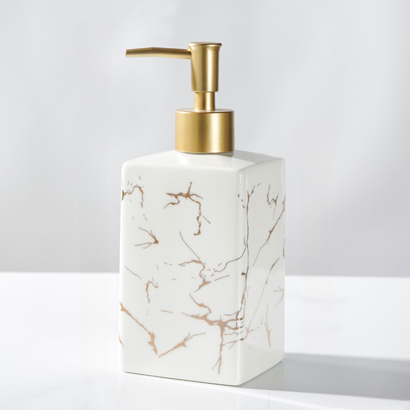 Marmor Keramisk Såpe- og Sjampo Dispenser - Modern Design | Skanto