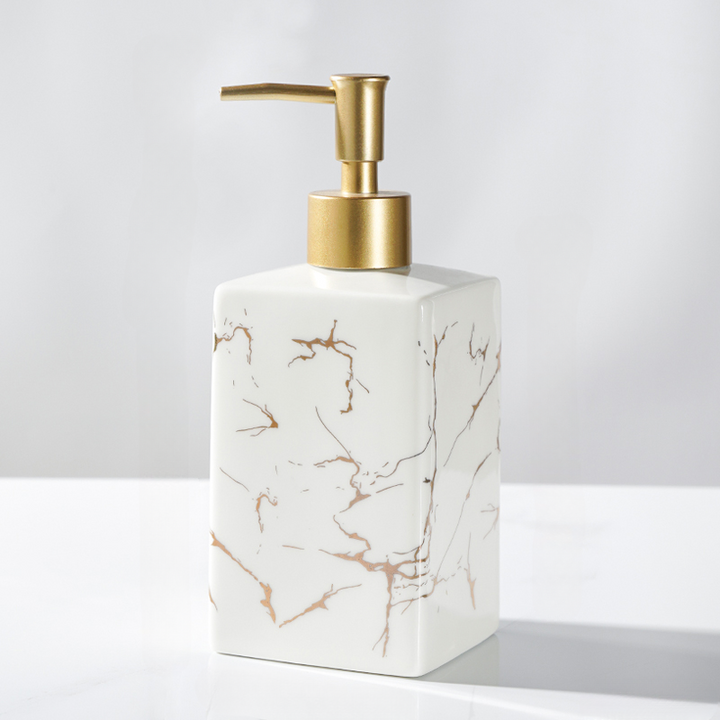 Marmor Keramisk Såpe- og Sjampo Dispenser - Modern Design | Skanto