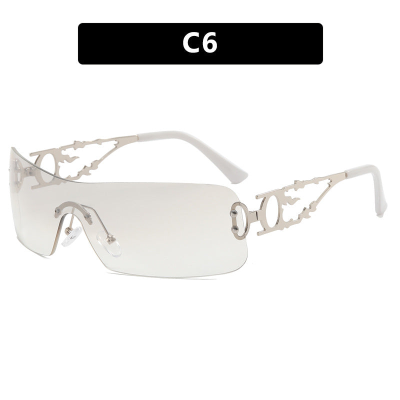 Dame futuristisk Shield-solbrille med unik ramme Skanto