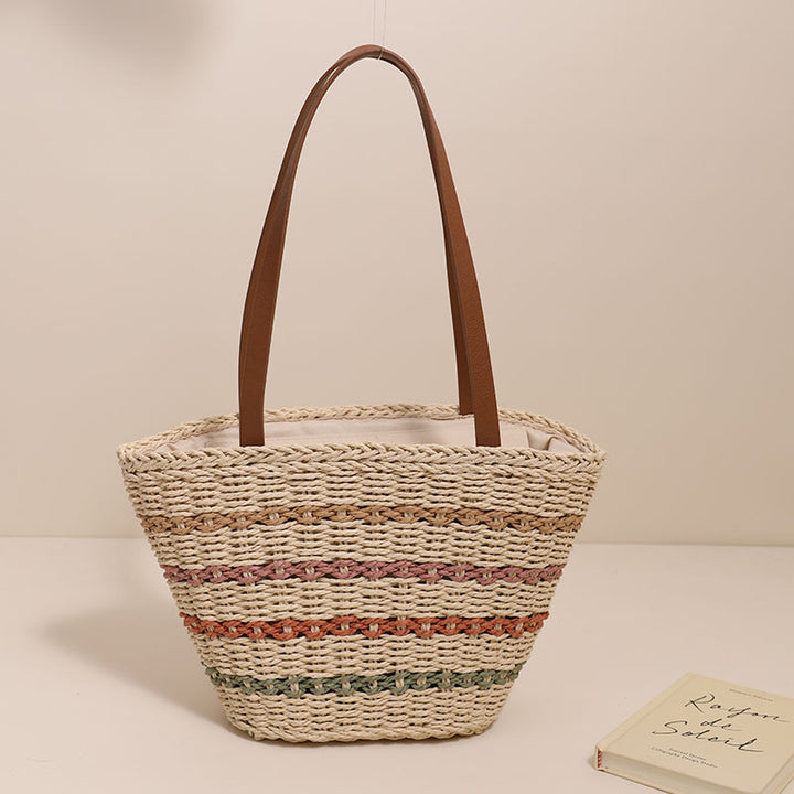 Trendy straw bag with colorful details Skanto