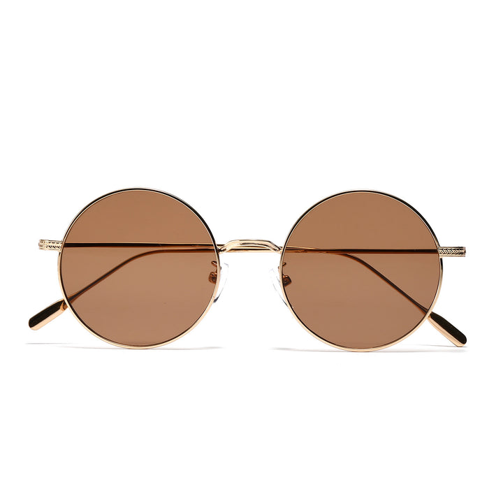 Dame rund moteriktig solbrille med glamorøs ramme Skanto