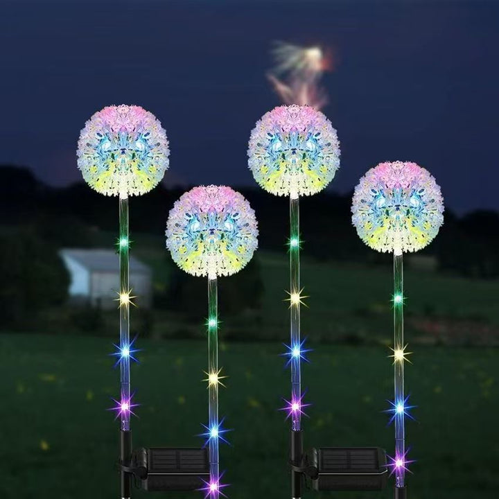 Løvetann-inspirerte solenergi hage-spyd med integrert solcellepanel og doble blomsterkuler Skanto