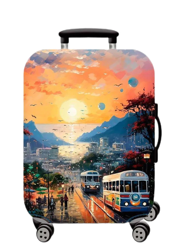 Unisex nan hard skall Kabinentrolley med vintage reiseillustrasjon, 360°-svivelhjul og teleskophåndtak Skanto