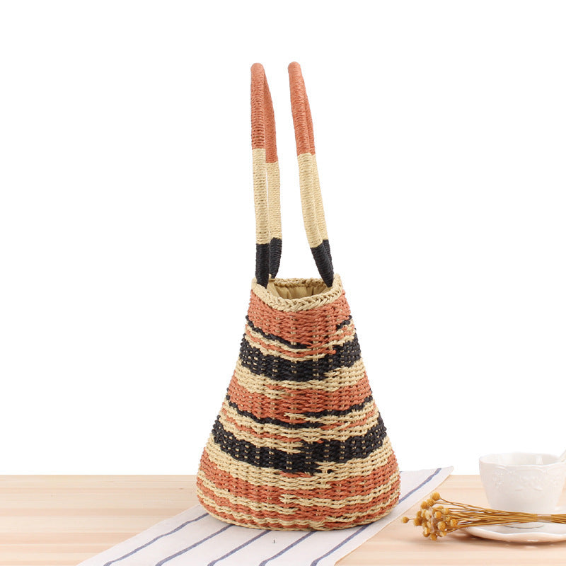 Basket bag with modern stripe pattern Skanto