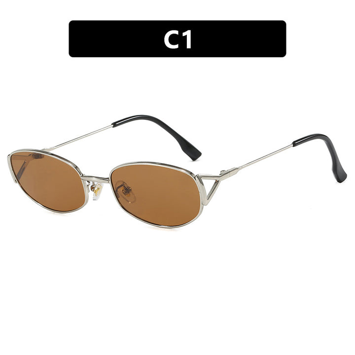 Women's fashionable sunglasses in elegant oval design with high-quality metal frame Skanto