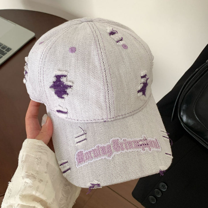 Kvinne Slitt Denim Baseball Caps Skanto
