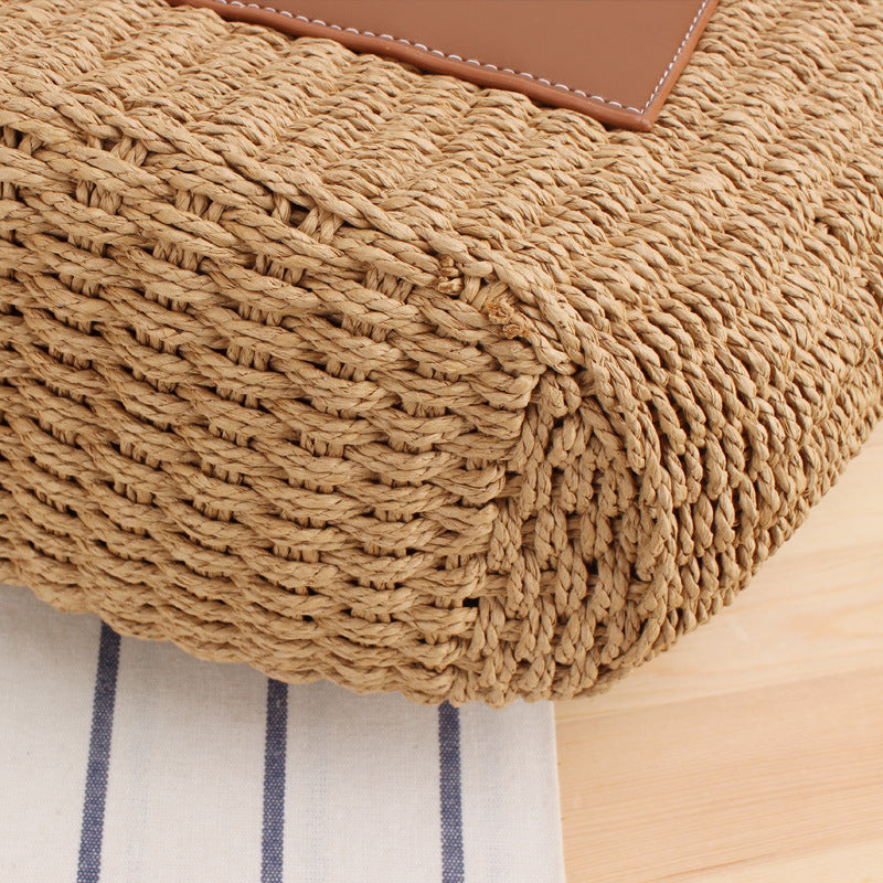Woven Tote Bag with Elegant Leather Back Skanto