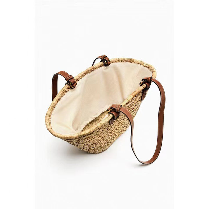 Elegant braided tote bag with leather handle Skanto