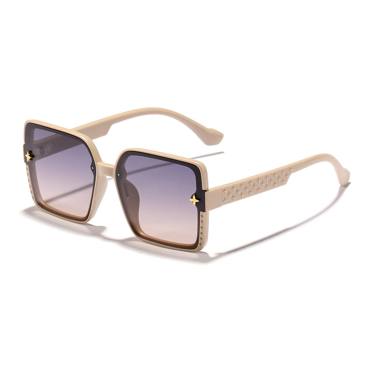 Dame moteriktig firkantet solbrille med dekorert ramme Skanto