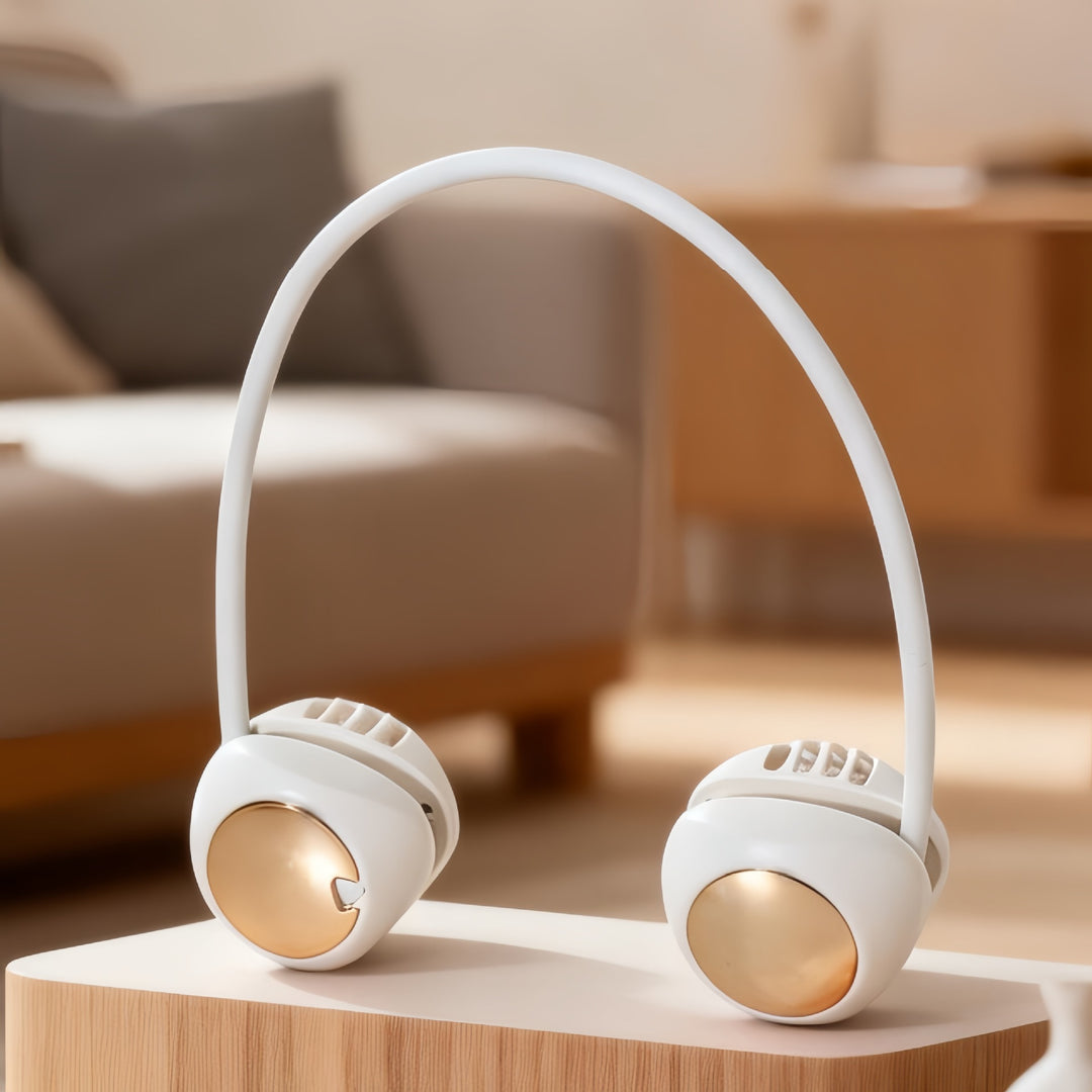 Kjøling handsfree oppladbar nakkebånd bladløs kjølevifte med doble svivlende luftpodder og USB oppladbart batteri Skanto