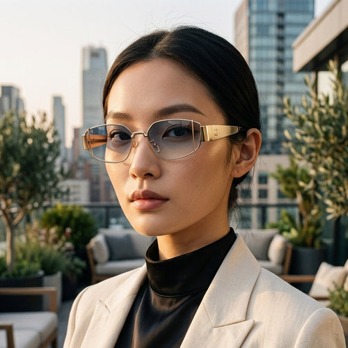 Dame designer solbrille i moderne, kantete stil Skanto