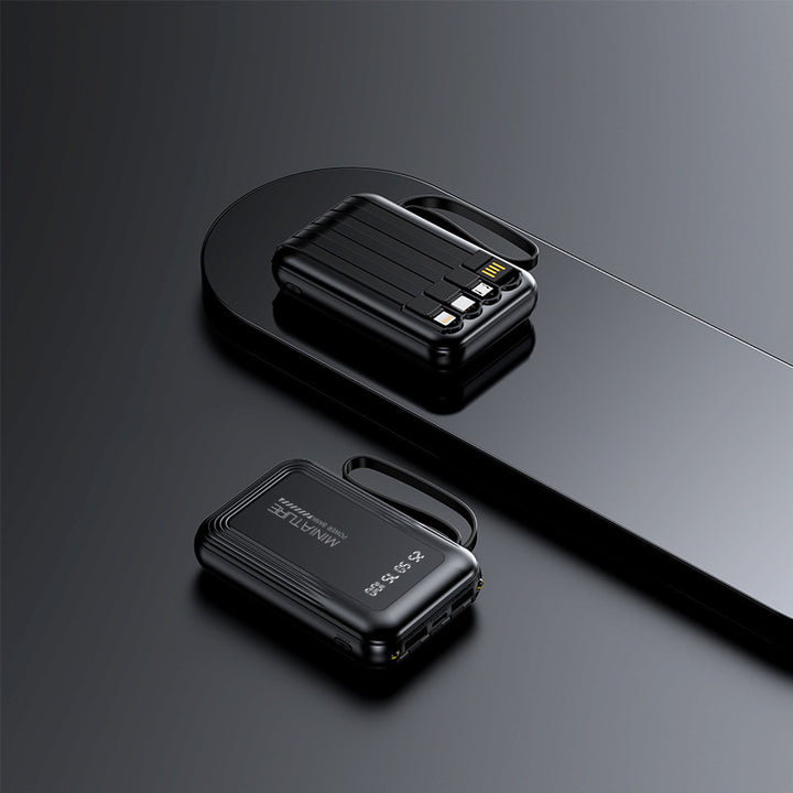 Praktisk Powerbank med trådløs hurtiglading og integrert kabelsystem Skanto
