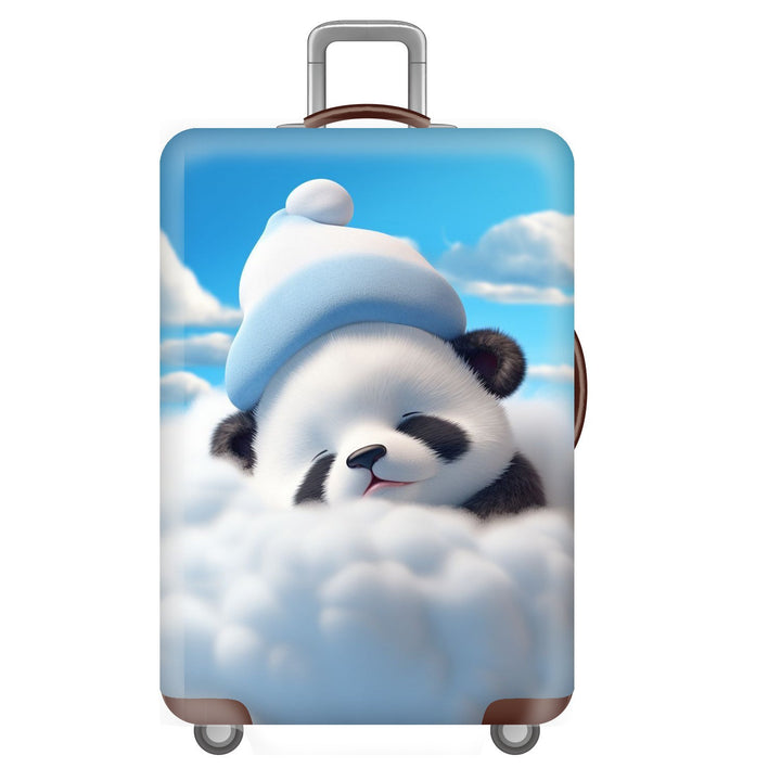 Unisex nan elastisk koffertrekk for hardplast trolley med søtt panda-motiv, elastisk beskyttelsestrekk med håndtak- og hjulåpninger Skanto