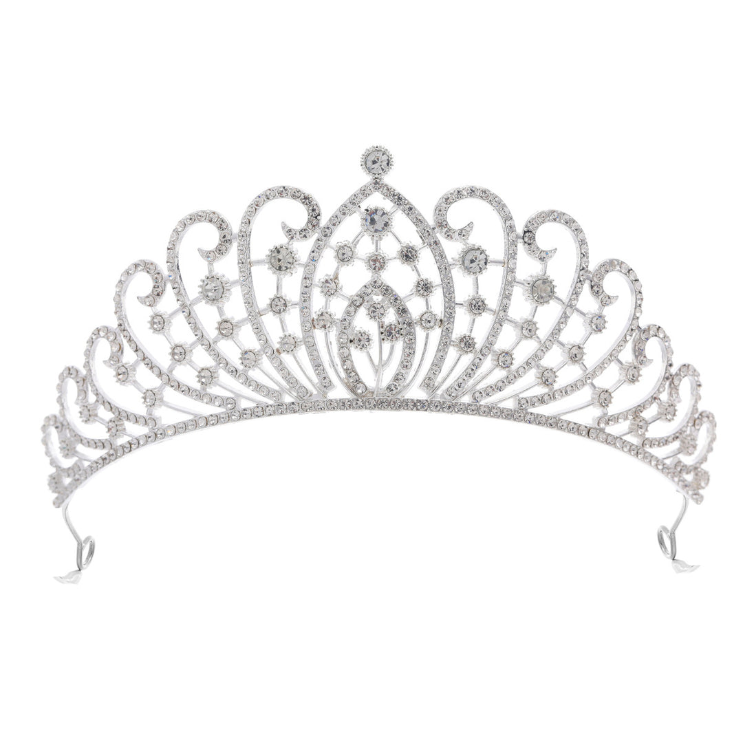 Dame Elegant Strass-tiara med florale detaljer Skanto