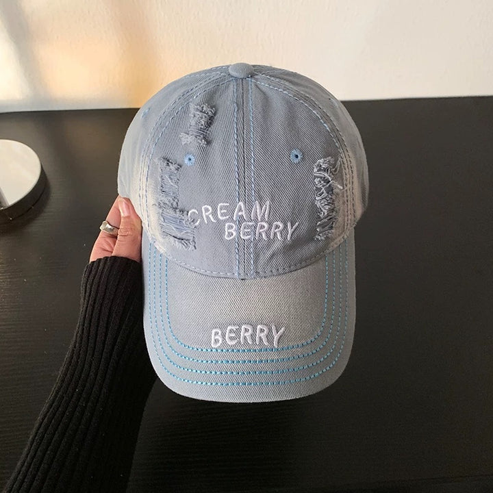 Kvinnens slitt denim baseballcaps Skanto