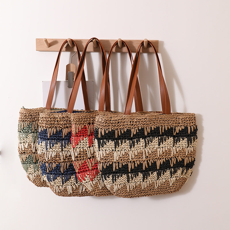 Braided tote bag with unique pattern mix Skanto
