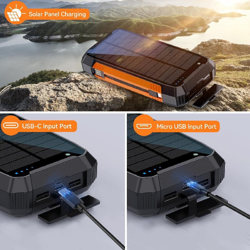 Robust Solcelle-Powerbank med Multifunksjonell Ladeport Skanto
