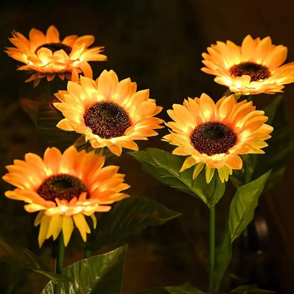 Solenergidrevne ute hage stake lys med realistiske solblomster og vanntett solkontroller Skanto