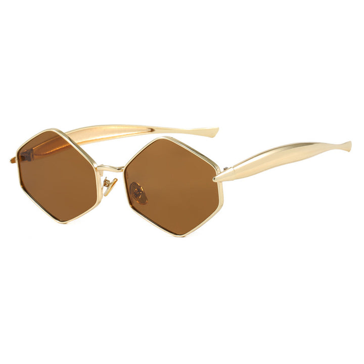 Women's hexagonal sunglasses with elegant metal frame and UV protection Skanto