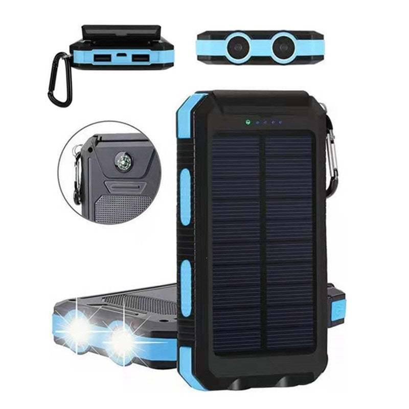 Solcelledrevet powerbank med støtsikkert design og integrert karabinkrok Skanto
