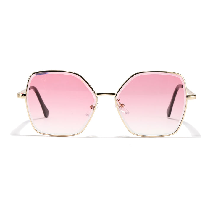 Dame geometrisk solbrille med fashionable gullramme Skanto