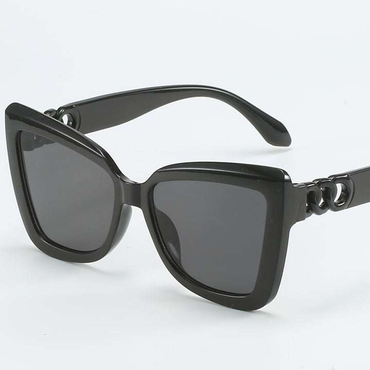 Dame moderne Cat-Eye solbriller med klar ramme og UV-beskyttelse Skanto