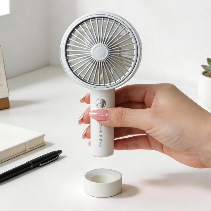 Dame bærbar mini-håndvifte med USB-ladingsfunksjon og ergonomisk håndtak Skanto