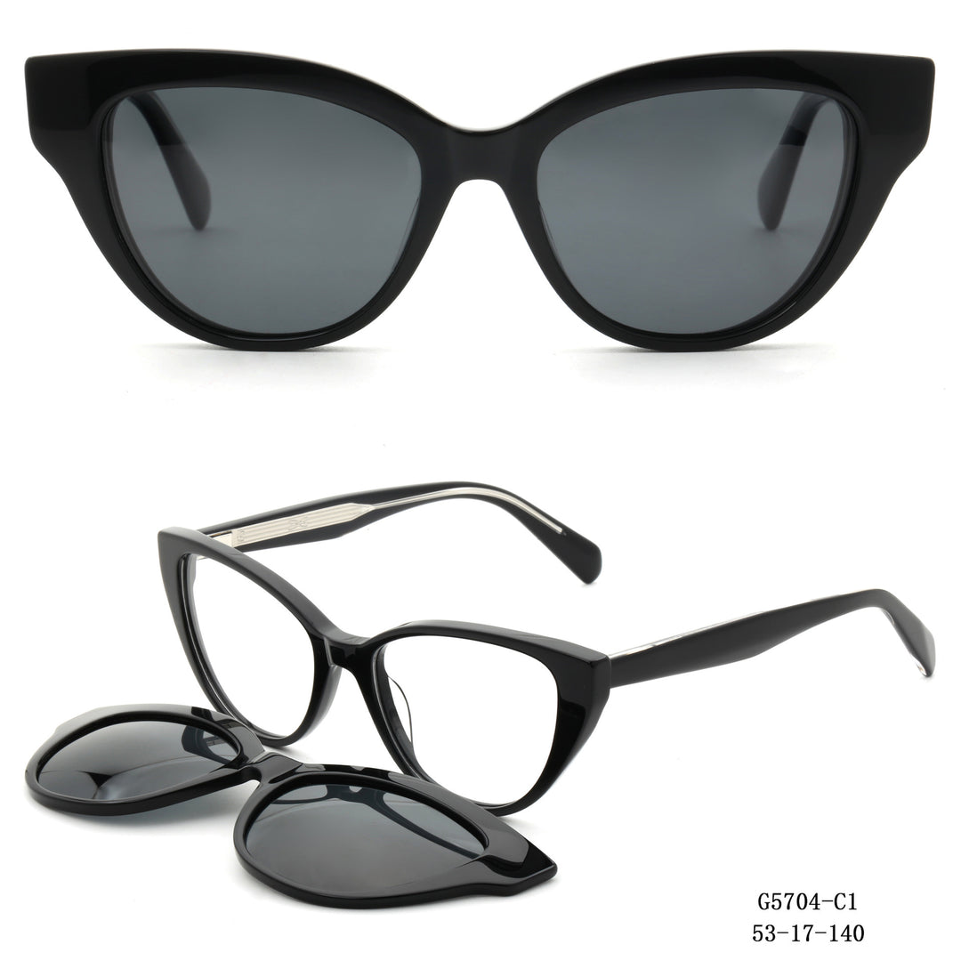 Dame Cat-Eye solbriller med avtagbare linser Skanto