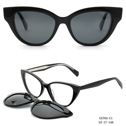 Dame Cat-Eye solbriller med avtagbare linser Skanto
