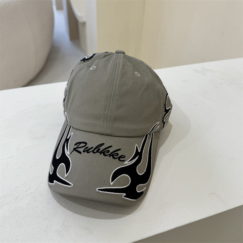 Herre Grafisk Flamme-Brodert Baseball Caps Skanto