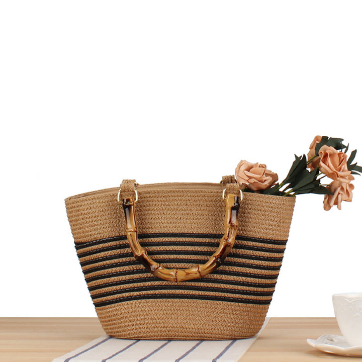 Handmade basket bag with bamboo handle Skanto
