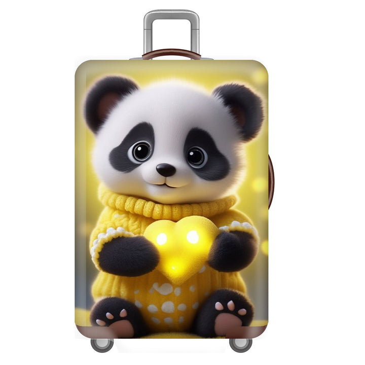 Unisex nan elastisk koffertrekk for hardplast trolley med søtt panda-motiv, elastisk beskyttelsestrekk med håndtak- og hjulåpninger Skanto