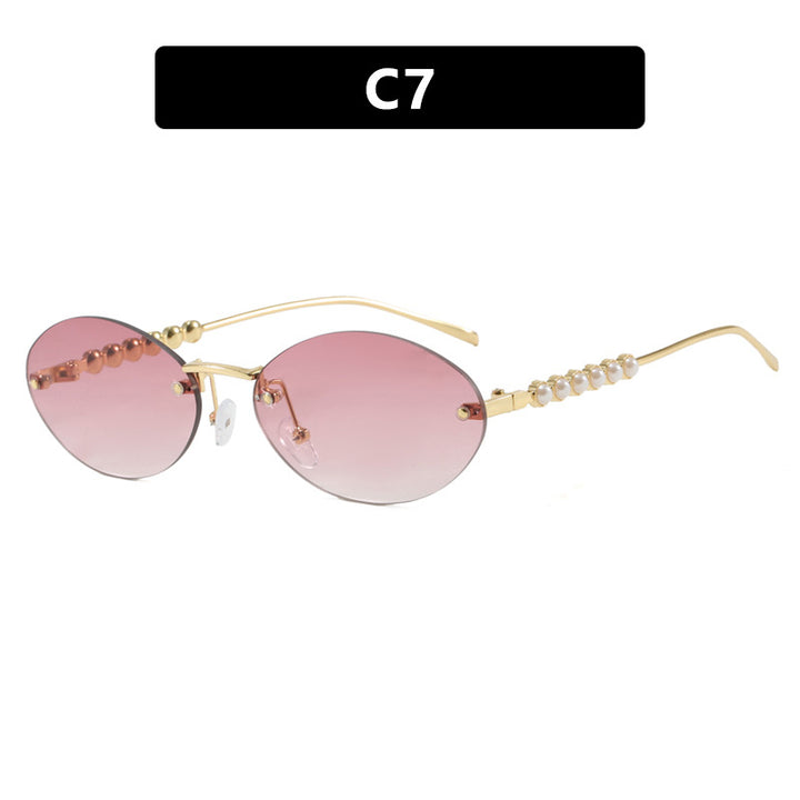 Women's stylish oval sunglasses with elegant decorations Skanto