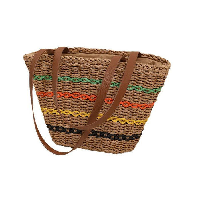 Trendy straw bag with colorful details Skanto