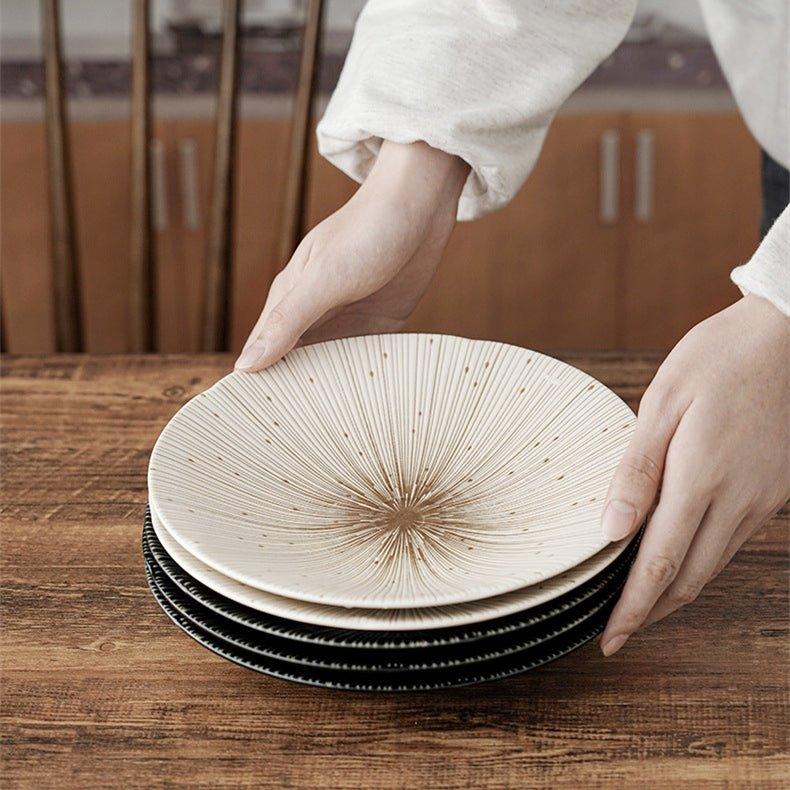 Håndlagde japanske Mino Ware keramiske rynkede tallerkener | Skanto