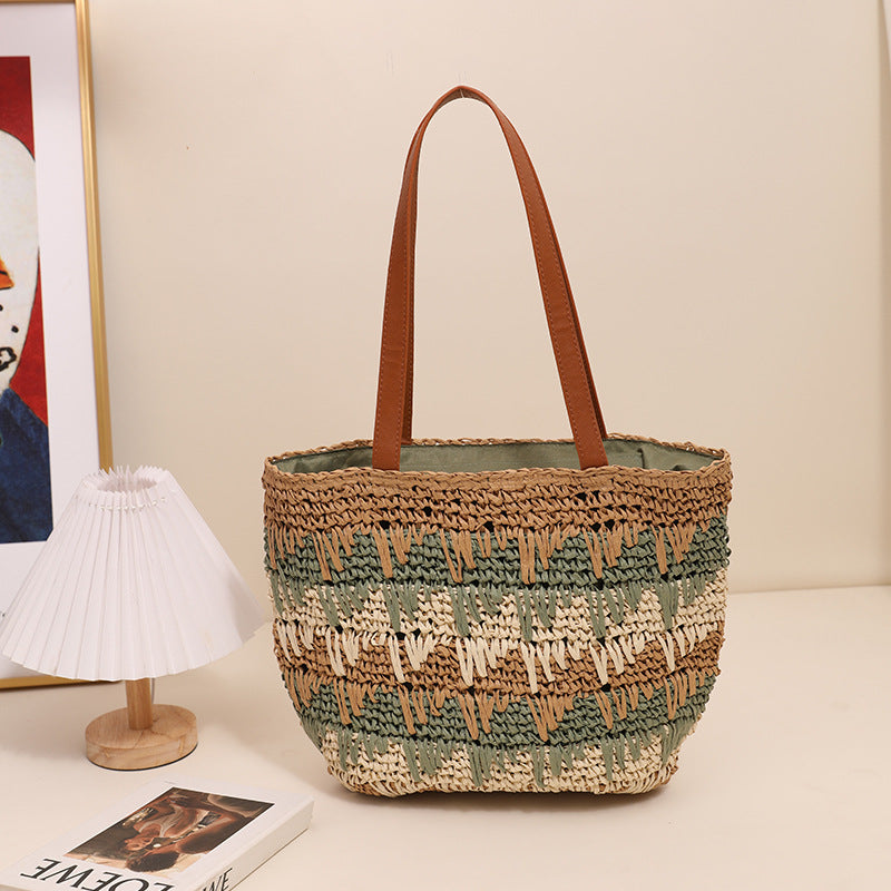 Braided tote bag with unique pattern mix Skanto