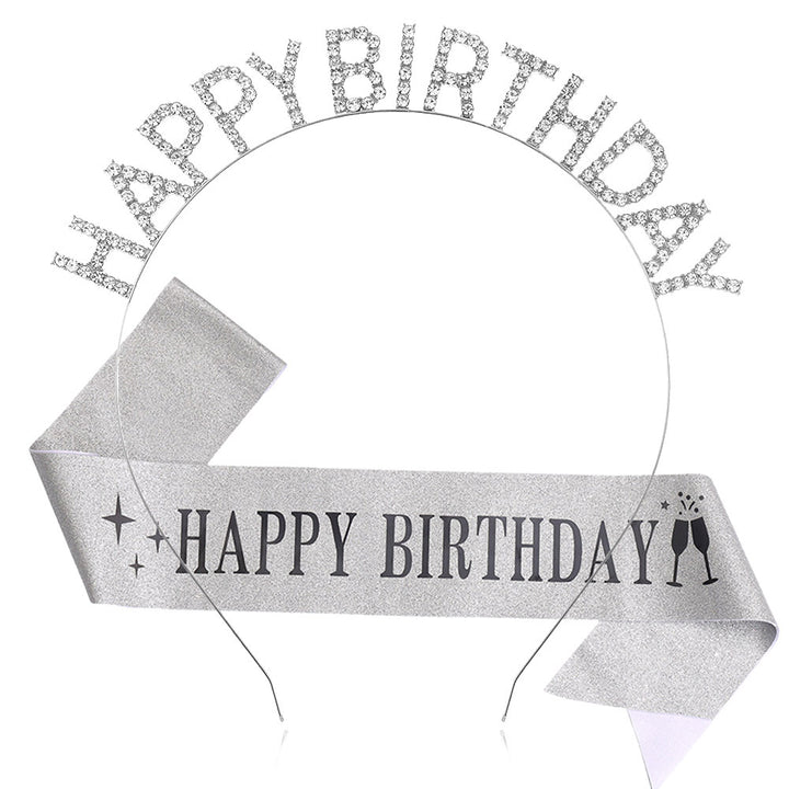 Damer Glitrende Hårbånd med "Happy Birthday"-påskrift Skanto