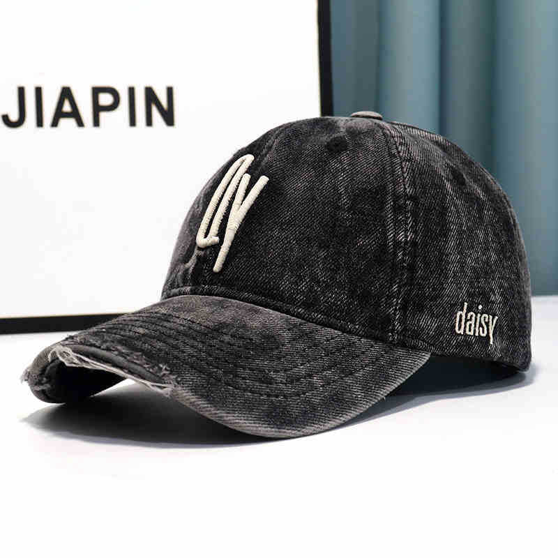 Kvinne Slitt Denim Brodert Baseballcap Skanto