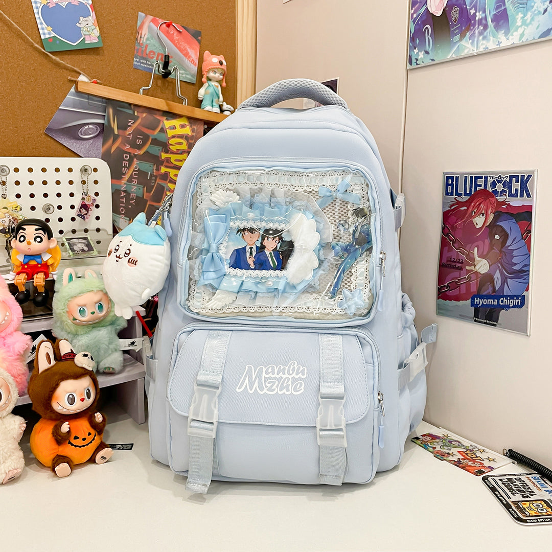 Clear Panel Multi-Pocket School Ryggsekk