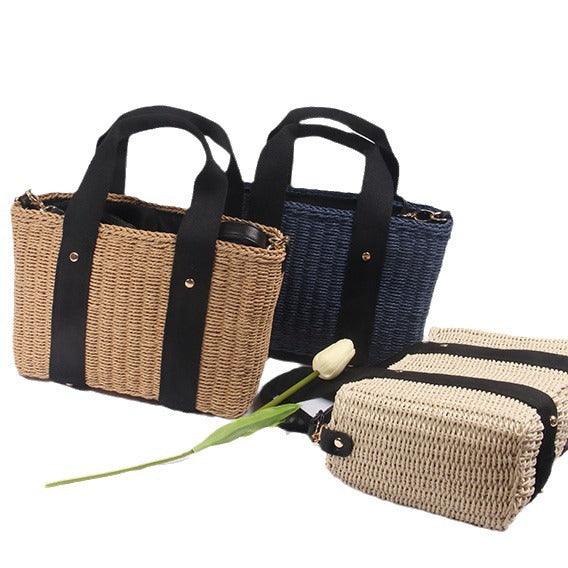 Spacious woven tote bag with comfortable, reinforced handles Skanto