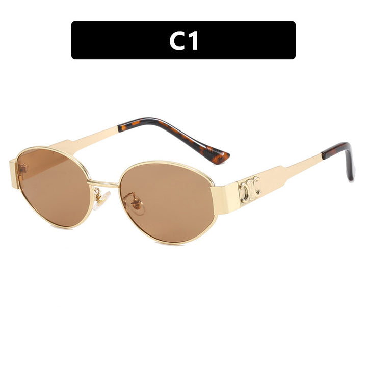 Women's fashionable sunglasses in elegant oval design with robust metal frame Skanto