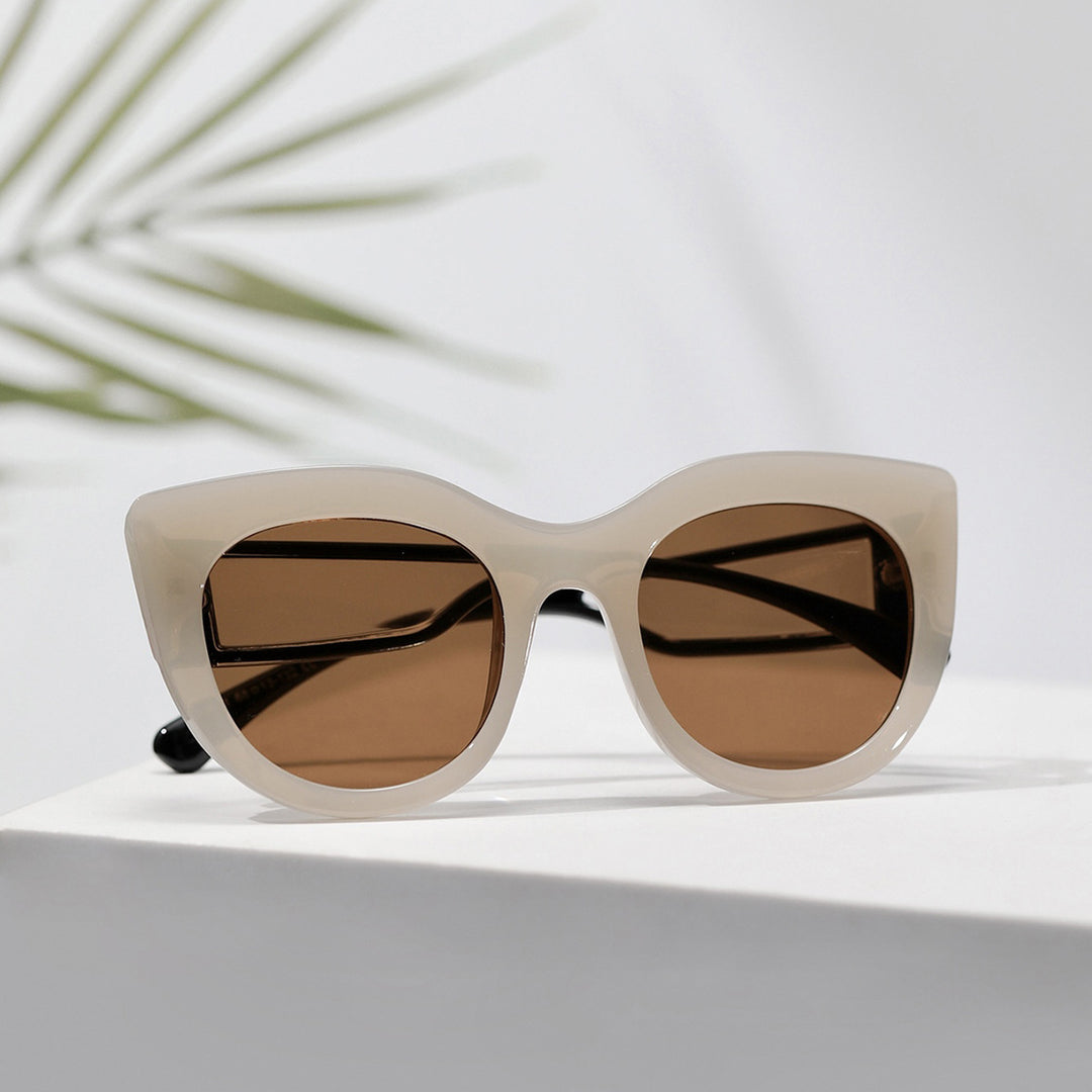 Dame trendy Cat-Eye solbriller med brede UV-beskyttende glas Skanto