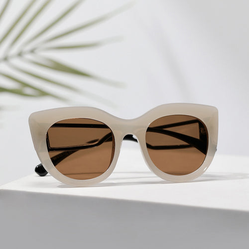 Dame trendy Cat-Eye solbriller med brede UV-beskyttende glas Skanto