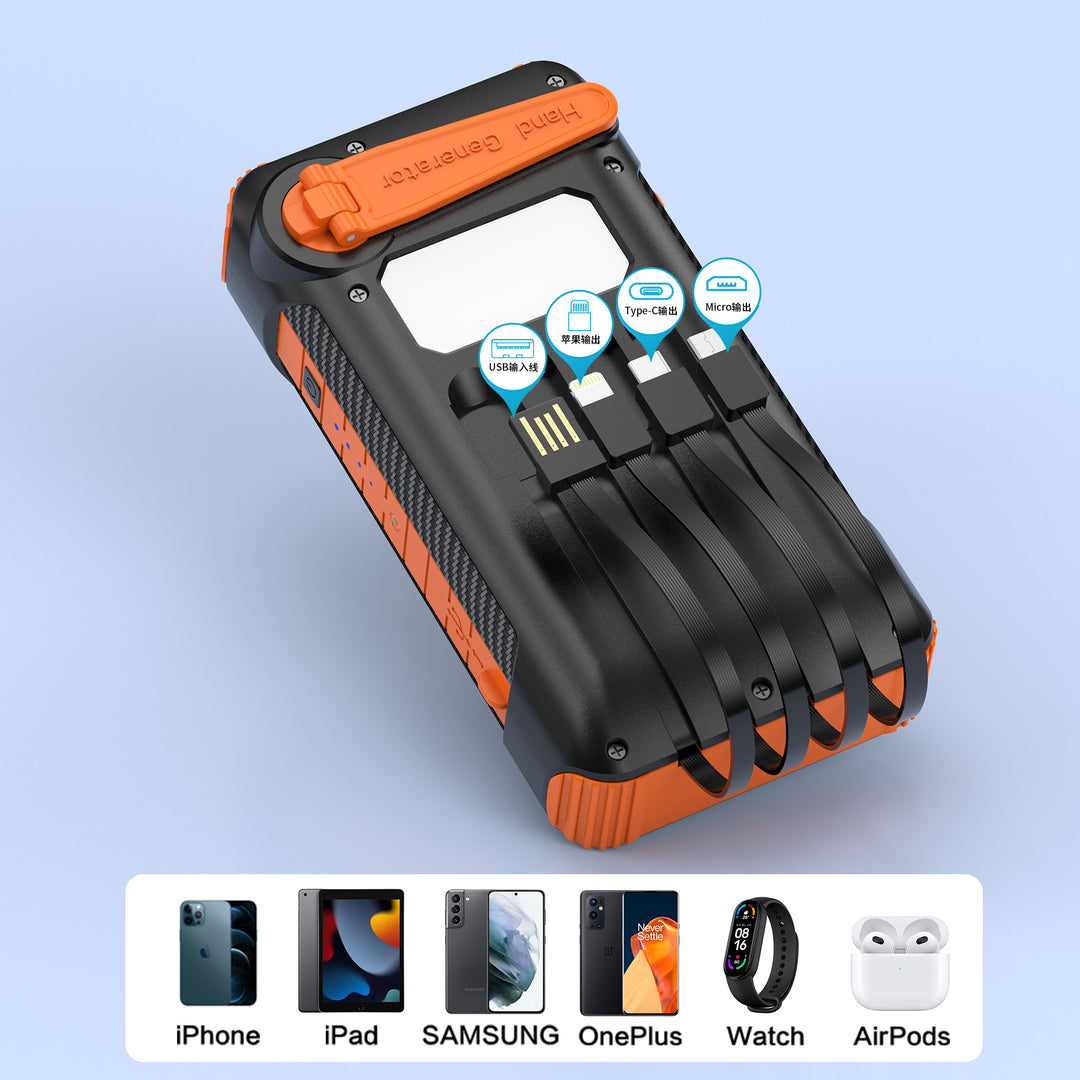 Robust Solar-Powerbank med LED-lys og kompass Skanto