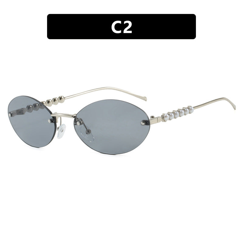 Women's stylish oval sunglasses with elegant decorations Skanto