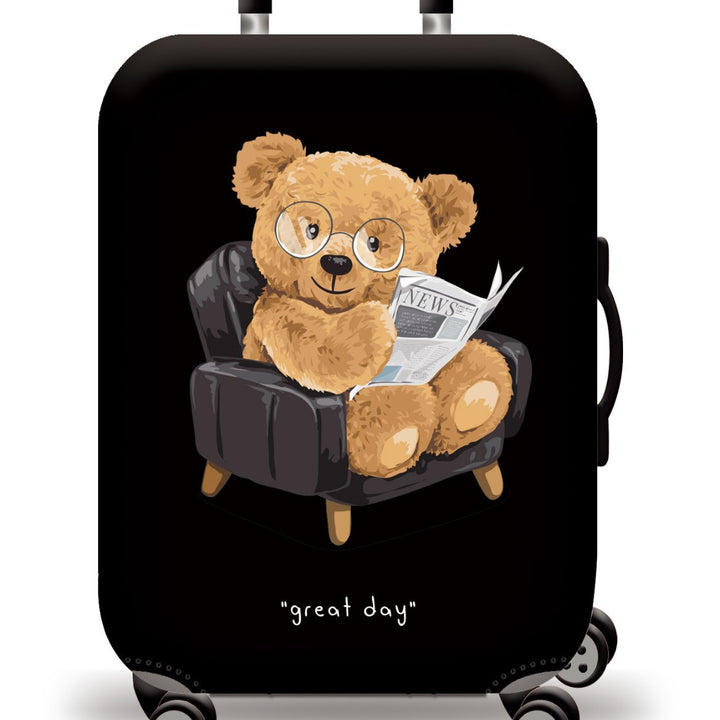 Unisex nan Kinder Trolley Koffert med søtt bamse-design, hardt skall, teleskophåndtak og fire svingbare hjul Skanto