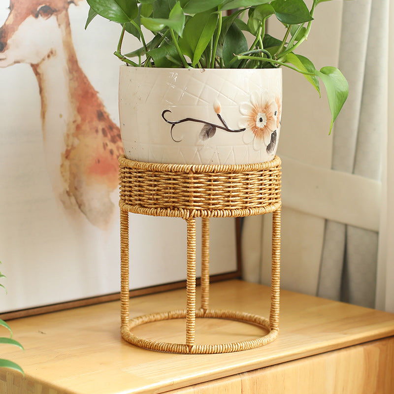 Unisex Moderne planteholder med flettet kurv og metallramme Skanto