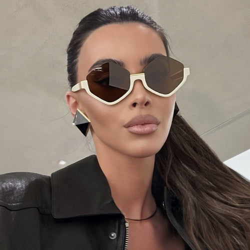 Women's fashionable sunglasses with trendy hexagonal frame and protective lenses Skanto