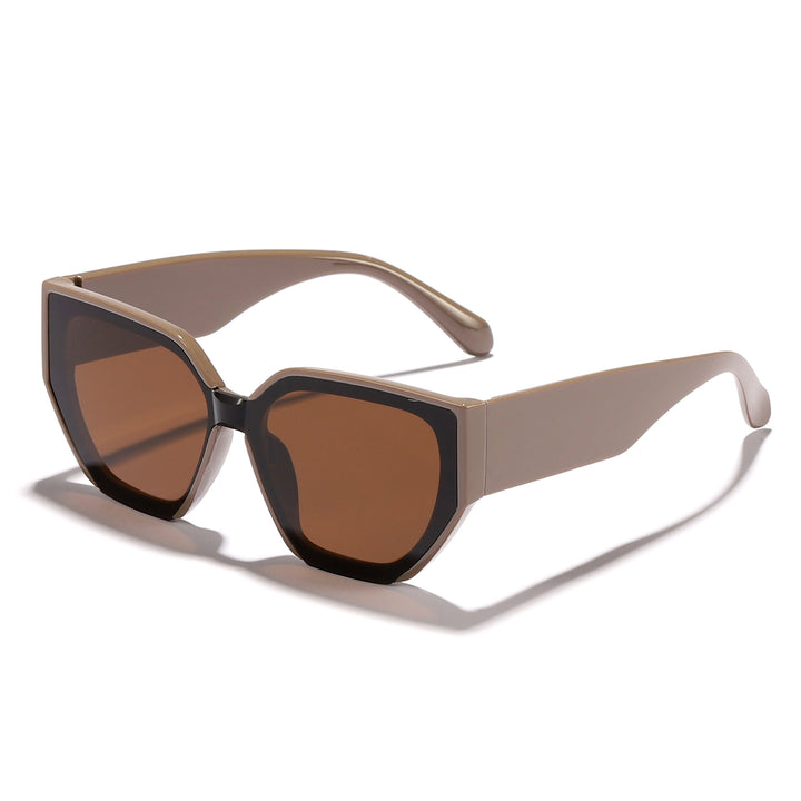 Dame trendy oversized solbriller med stilig hexagon-design Skanto